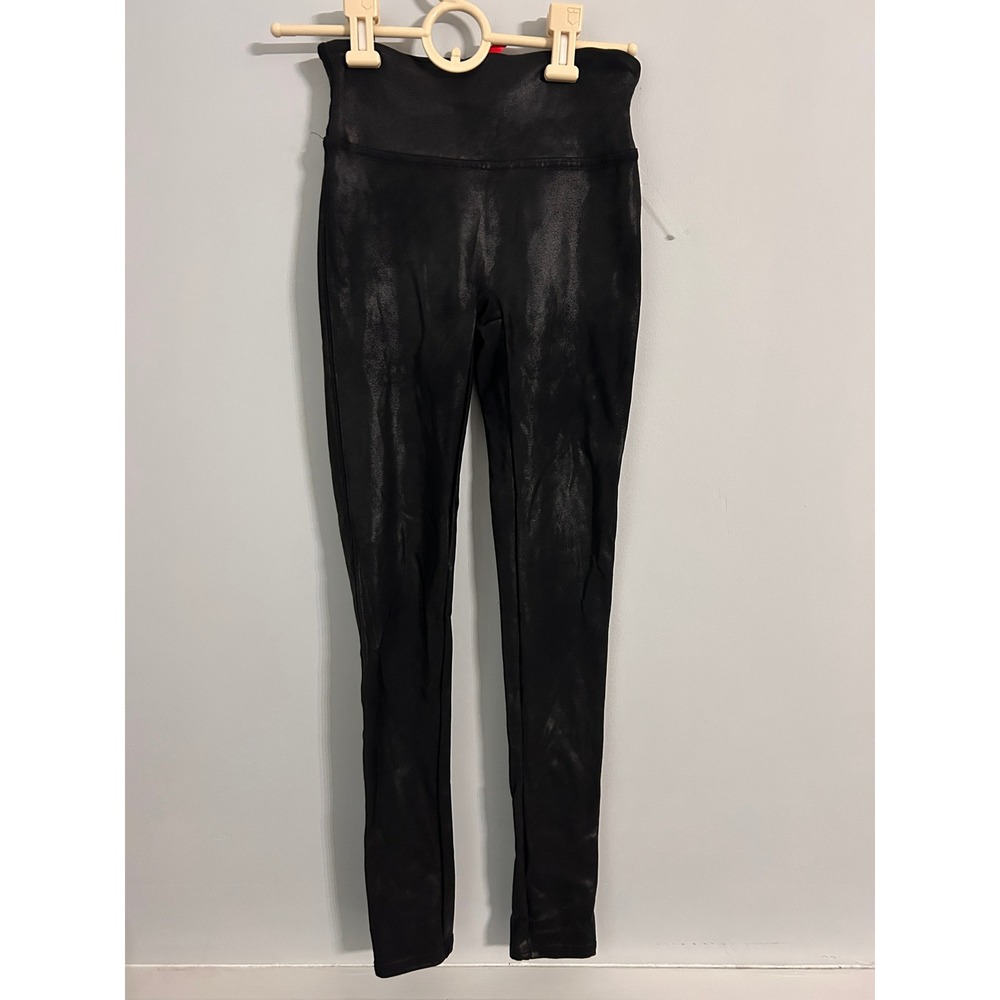 Spanx Faux Leather Leggings Black High Rise Shaping XS Petite 2437Q